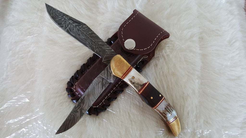 CATTLEMAN HAND Made Dual Blade Damascus Steel Pocket Knife-FREE SHIP –  Bama Paracord & More