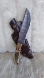 CUSTOM DAMASCUS "STALLION" SCRIMSHAW BONE TRACKER KNIFE