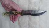 CUSTOM DAMASCUS "STALLION" SCRIMSHAW BONE TRACKER KNIFE