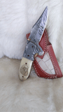 "AUBURN WAR EAGLE TRIBUTE" DAMASCUS SCRIMSHAW CAMEL BONE
