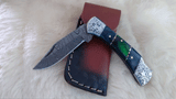 "TWILIGHT STAR" HAND MADE DAMASCUS POCKET FOLDER W/SHEATH