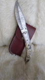 "WHITE OWL" HAND MADE DAMASCUS SCRIMSHAW CAMEL BONE FOLDER