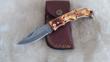 "GOLD RUSH" HAND MADE DAMASCUS CAMEL BONE FOLDER