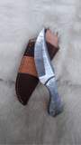 CUSTOM DAMASCUS "SILVER LINING" CARBON SKINNER KNIFE