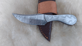 CUSTOM DAMASCUS "SILVER LINING" CARBON SKINNER KNIFE