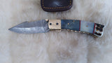 "TREASURE COAST" DAMASCUS/CAMEL/RAM HORN POCKET KNIFE