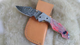 "COTTON CANDY" DAMASCUS POCKET KNIFE