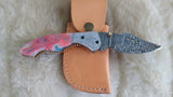 "COTTON CANDY" DAMASCUS POCKET KNIFE