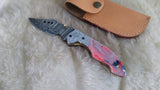 "COTTON CANDY" DAMASCUS POCKET KNIFE