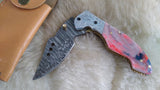 "COTTON CANDY" DAMASCUS POCKET KNIFE