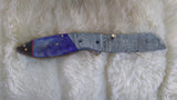 "PURPLE HAZE" DAMASCUS/BONE POCKET KNIFE