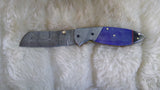 "PURPLE HAZE" DAMASCUS/BONE POCKET KNIFE