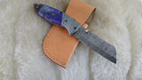 "PURPLE HAZE" DAMASCUS/BONE POCKET KNIFE