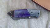 "PURPLE HAZE" DAMASCUS/BONE POCKET KNIFE