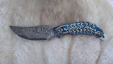 CUSTOM DAMASCUS "BLUE STREAK" SKINNER KNIFE