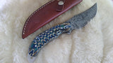 CUSTOM DAMASCUS "BLUE STREAK" SKINNER KNIFE