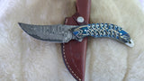 CUSTOM DAMASCUS "BLUE STREAK" SKINNER KNIFE