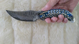 CUSTOM DAMASCUS "BLUE STREAK" SKINNER KNIFE