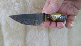 CUSTOM DAMASCUS "SIERRA SUN" MINI BONE HANDLE SKINNER KNIFE