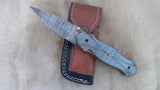 "SILVER VENOM" DAMASCUS POCKET KNIFE W/SHEATH