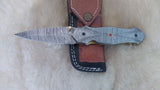 "SILVER VENOM" DAMASCUS POCKET KNIFE W/SHEATH