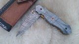 "SILVER VENOM" DAMASCUS POCKET KNIFE W/SHEATH