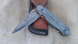 "SILVER VENOM" DAMASCUS POCKET KNIFE W/SHEATH