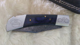 "THIN BLUE LINE" PEACEKEEPER POLICE HAND MADE DAMASCUS FOLDER W/SHEATH