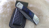 "THIN BLUE LINE" PEACEKEEPER POLICE HAND MADE DAMASCUS FOLDER W/SHEATH