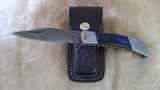 "THIN BLUE LINE" PEACEKEEPER POLICE HAND MADE DAMASCUS FOLDER W/SHEATH