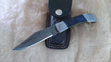 "THIN BLUE LINE" PEACEKEEPER POLICE HAND MADE DAMASCUS FOLDER W/SHEATH