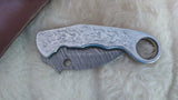 "CLAW MASTER" DAMASCUS KARAMBIT POCKET KNIFE W/SHEATH