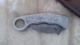 "CLAW MASTER" DAMASCUS KARAMBIT POCKET KNIFE W/SHEATH