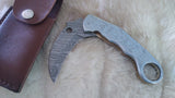 "CLAW MASTER" DAMASCUS KARAMBIT POCKET KNIFE W/SHEATH