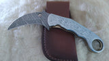 "CLAW MASTER" DAMASCUS KARAMBIT POCKET KNIFE W/SHEATH