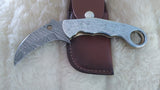 "CLAW MASTER" DAMASCUS KARAMBIT POCKET KNIFE W/SHEATH