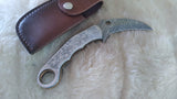 "CLAW MASTER" DAMASCUS KARAMBIT POCKET KNIFE W/SHEATH