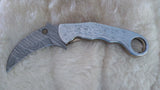 "CLAW MASTER" DAMASCUS KARAMBIT POCKET KNIFE W/SHEATH