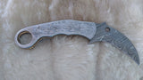 "CLAW MASTER" DAMASCUS KARAMBIT POCKET KNIFE W/SHEATH