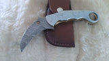 "CLAW MASTER" DAMASCUS KARAMBIT POCKET KNIFE W/SHEATH