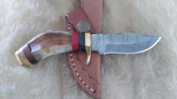 CUSTOM DAMASCUS "THE ULTRA MINI RAM" RAM HORN SKINNER KNIFE