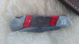 "ALABAMA ROLL TIDE TITAN EDITION" DAMASCUS FOLDER W/LEATHER SHEATH