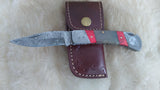 "ALABAMA ROLL TIDE TITAN EDITION" DAMASCUS FOLDER W/LEATHER SHEATH