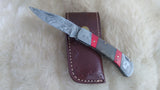 "ALABAMA ROLL TIDE TITAN EDITION" DAMASCUS FOLDER W/LEATHER SHEATH