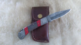 "ALABAMA ROLL TIDE TITAN EDITION" DAMASCUS FOLDER W/LEATHER SHEATH