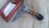 "GOLD STRIKE" DAMASCUS CAMEL BONE/SHEEP HORN FOLDER