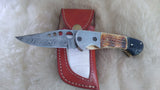 "GOLD STRIKE" DAMASCUS CAMEL BONE/SHEEP HORN FOLDER