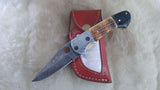 "GOLD STRIKE" DAMASCUS CAMEL BONE/SHEEP HORN FOLDER