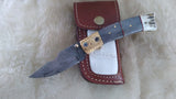 "ARTIC FOX" DAMASCUS/CAMEL/RAM HORN POCKET KNIFE