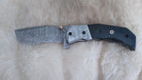 "BLACK BEAUTY" DAMASCUS/BULL HORN FOLDER